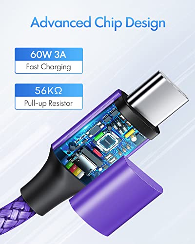 etguuds USB C to USB C Cable 3ft, 2-Pack 60W C to C Cable Fast Charging - color: Purple, size: 3ft