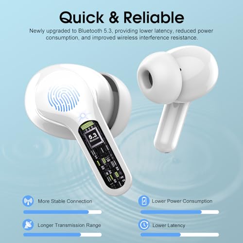 Wireless Earbuds, Bluetooth 5.4 Headphones HiFi Stereo, Bluetooth Earbuds - color: White