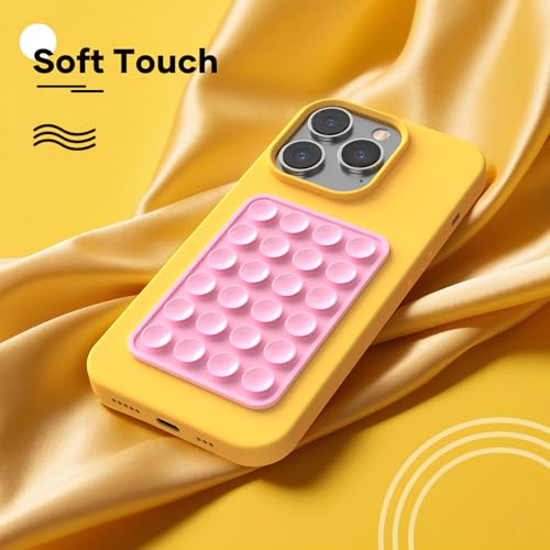 Silicone Phone Sticky Grip, Suction Phone Case Mount for iPhone and Android, Hands-Free Sticky Cell Phone Grip, Mobile Fidget Mirror Holder for Selfies and Videos - color: Chalk Pink
