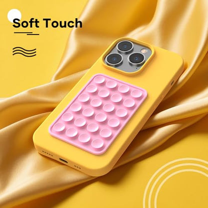 Silicone Phone Sticky Grip, Suction Phone Case Mount for iPhone and Android, Hands-Free Sticky Cell Phone Grip, Mobile Fidget Mirror Holder for Selfies and Videos - color: Chalk Pink