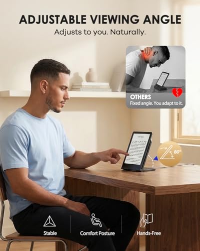 Doohoeek Foldable Wireless Charging Dock Compatible with Kindle Paperwhite Signature (2022/2024), Colorsoft Signature &Galaxy Ebook, Compack Charger with Adjustable Angle, Portable Dock
