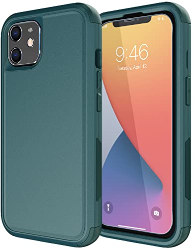 Diverbox for iPhone 11 Case [Shockproof] [Dropproof] [Tempered Glass Screen Protector],Heavy Duty Protection Phone Case Cover for Apple iPhone 11 (Dark Green-3in1) - color: Dark Green-3in1