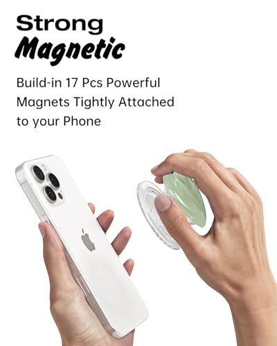 Svanove Heart Magnetic Phone Grip Compatible with Magsafe Phone Grip Holder, Cute Collapsible Glass Grips Stand Kickstand for iPhone Samsung, 3D Crystal Glitter Love Mag Safe Holder, Light Green - color: Light Green, style: Magnetic