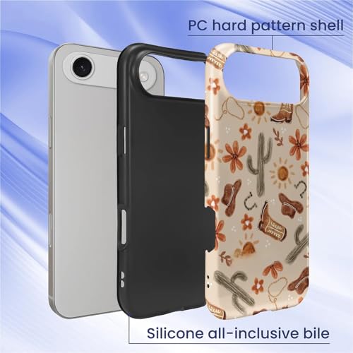 ZHEGAILIAN Case Compatible with iPhone 17 Air,Hybrid 2-Layer Hard Shell for Girl Boy Women Men,Denim Boots Cactus - color: Denim boots cactus, size: iPhone 17 Air