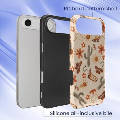 ZHEGAILIAN Case Compatible with iPhone 17 Air,Hybrid 2-Layer Hard Shell for Girl Boy Women Men,Denim Boots Cactus - color: Denim boots cactus, size: iPhone 17 Air