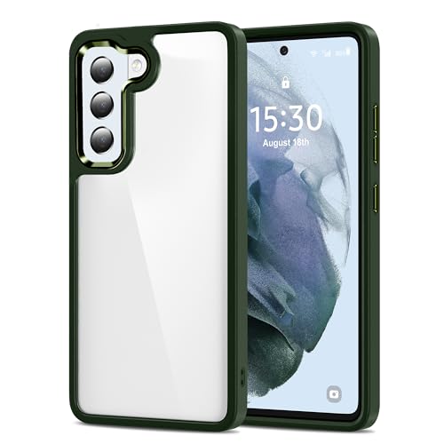 HOOMIL Case for Samsung Galaxy S21 (ONLY, Not Fit Plus, FE, Ultra), Non-Yellowing, Drop Protection, Anti-Scratch Transparent Hard Back Phone Cover - Dark Green - color: Dark Green, size: Samsung Galaxy S21