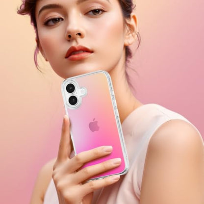 Mobnano for iPhone 16 Case, Protective Shockproof Bumpers [Not Yellowing] Anti-Scratch Transparent Slim Hard PC Back Soft TPU Frame Cover for Men Women - Iridescent - color: Iridescent