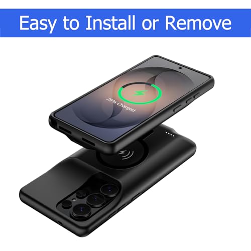 Battery Case for Galaxy S26 Ultra, [12000mAh] Slim Rechargeable Smart Extended Charging Case Compatible with Galaxy S26 Ultra (6.9 inch) Backup Power Battery Pack Charger Cover-Black - size: Galaxy S26 Ultra