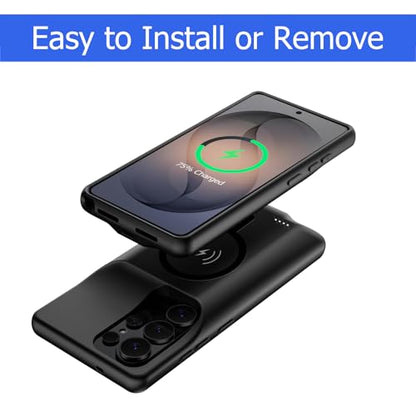 Battery Case for Galaxy S26 Ultra, [12000mAh] Slim Rechargeable Smart Extended Charging Case Compatible with Galaxy S26 Ultra (6.9 inch) Backup Power Battery Pack Charger Cover-Black - size: Galaxy S26 Ultra