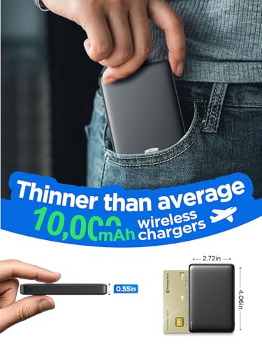 for Magsafe Portable Charger, 10000mAh 15W Wireless Magnetic Power Bank, 20W PD Fast Charging Magsafe Battery Pack with USB-C Cable, Wireless Portable Charger for iPhone 17/16/15/14/13/12 Series - size: 10000mAh