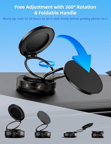 TOPAUX for Magsafe Car Phone Holder 360°Adjustable Vacuum Car Phone Stand
