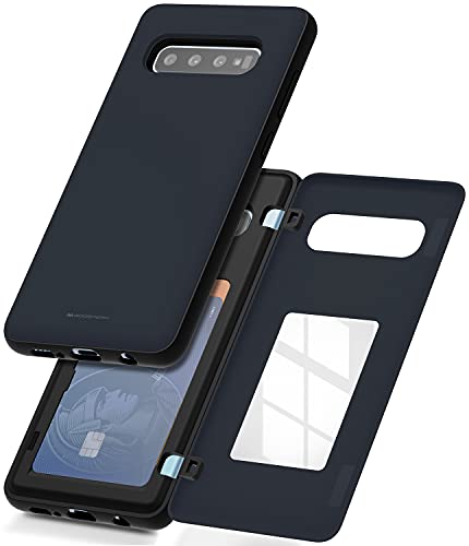 GOOSPERY Magnetic Door Bumper Compatible with Galaxy S10 Plus, Card Holder Wallet Case Easy Magnet Auto Closing Protective Dual Layer Sturdy Phone Back Cover-Midnight Blue - color: Navy, size: Galaxy S10 Plus