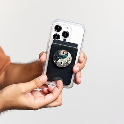 Yin Yang Day & Night Bonsai Cherry Blossom Sun Moon PopSockets PopWallet for MagSafe - style: Magnetic PopWallet