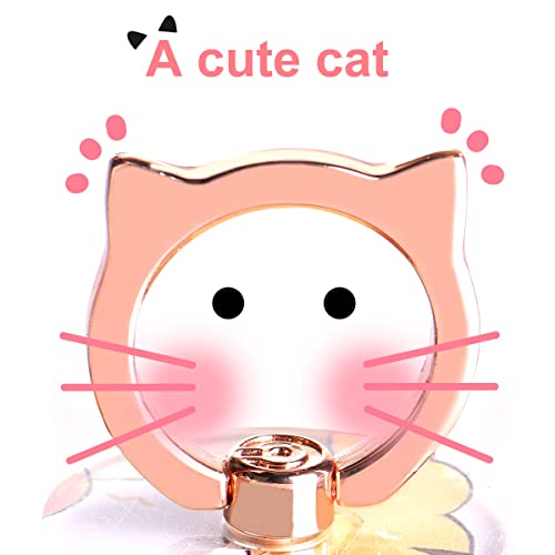 Cat Phone Ring Holder - EI Sonador Clear Cell Phone Ring Holder Transparent Stand Finger Grip (1 Silver + 1 Rose Gold Cat) - color: 1 Silver + 1 Rose Gold Cat