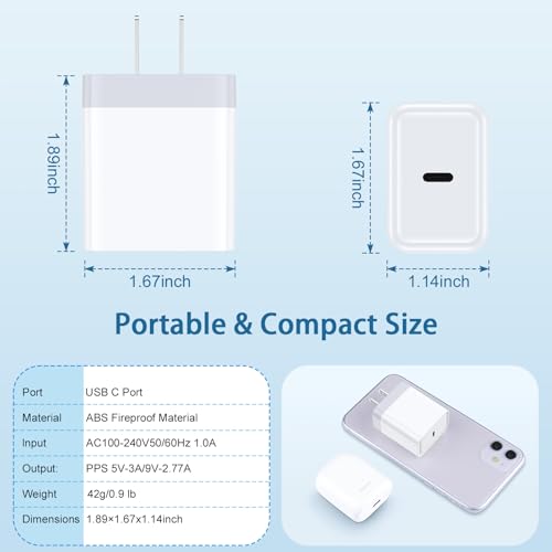 USB C Fast Charger Block Type C Charging Block 20W for Samsung Z Fold 8 7 6