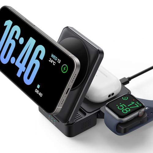 Lamicall Palm-Sized 3-in-1 Foldable Charging Station for Apple MagSafe - color: Matte Black