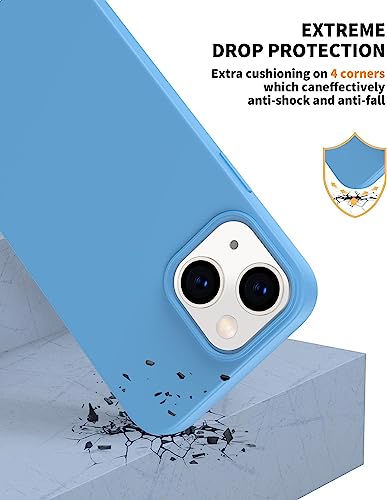 Compatible with iPhone 14 Case 6.1", Slim Silicone 3 Layers Full Covered Soft Gel Rubber Cover Protective Phone Case with Anti-Scratch Microfiber Lining (Azure) - color: Azure, size: iPhone 14