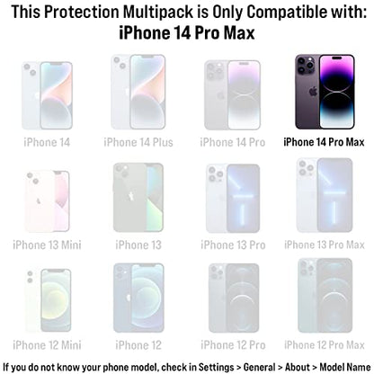 Scooch® Tempered Glass Multipack for iPhone 14 Pro Max, 3 Screen Protectors and 2 Camera Lens Protectors, Premium 9H Tempered Glass, Anti-Scratch, Anti-Fingerprint, Impact Resistant - size: iPhone 14 Pro Max