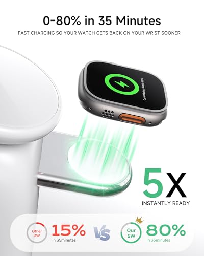 Magnetic Wireless Charging Station, Charger Stand for iPhone Apple Watch - color: White