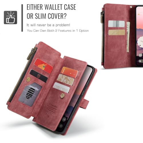 Google Pixel 11/Pixel 11 Pro 5G Wallet Case with Card Holder,Red - color: Red, size: Pixel 11/11 Pro 6.3 Inch