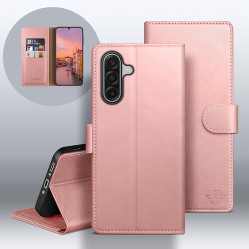 Wallet Case for Samsung Galaxy A17 5G, Pink | RFID-Blocking Card Holder, Kickstand, Magnetic Closure, PU Leather Folio Flip Cover, Protective Women Men Cases - color: Rose Gold, size: SamsungGalaxy A17