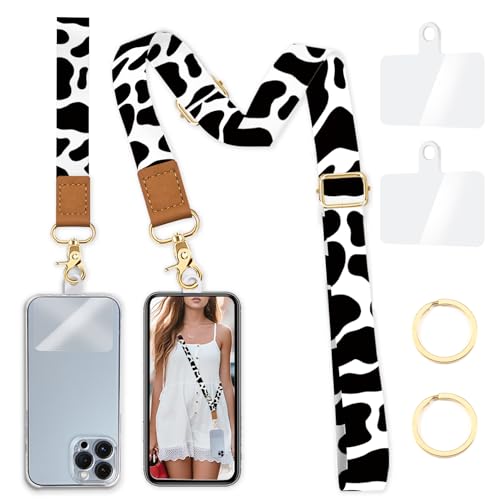 Yonlevres Phone Lanyard Crossbody Strap Wrist Neck Adjustable Women Cow - color: Cow