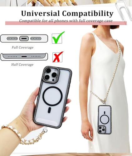 Phone Chain Crossbody,Adjustable Anti-Theft Cell Phone Lanyard Crossbody - color: Gold&white
