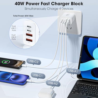 USB C Charger Block 2 Pack, 40W Fast Charging Block - color: Brightening