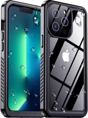 Compatible with iPhone 13 Pro Max Case Waterproof, Built-in Screen & Camera Protector IP68 Underwater Full Body 13FT Military Dropproof Shockproof Phone Case 6.7"-Black/Clear - color: Black, size: iPhone 13 Pro Max