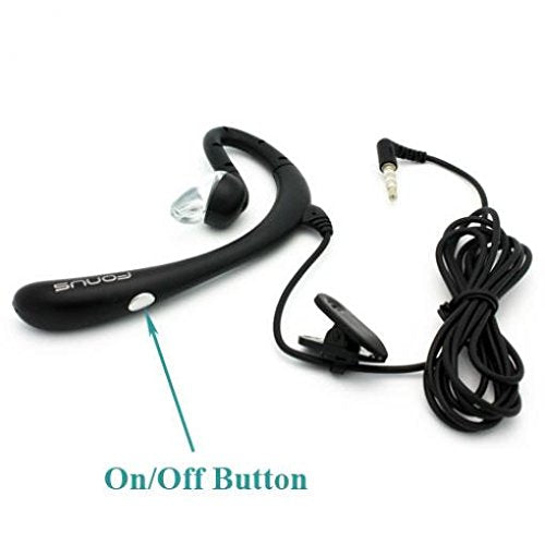 Wired Headset Mono Hands-Free Earphone 3.5mm Headphone Earpiece Boom Microphone Single Earbud Black for Verizon iPhone 6 Plus, 6S, 6S Plus