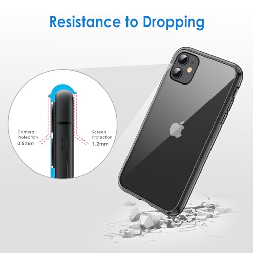 JETech Case for iPhone 11, Anti-Yellowing, Black | Shockproof Protection, Scratch Resistant Hard PC Back, Durable Transparent TPU Bumper - color: Black