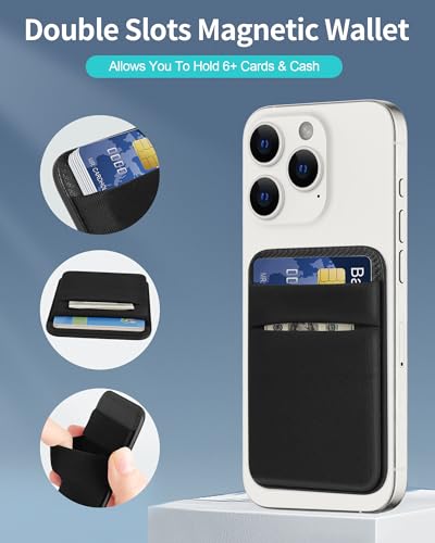 Senose Magnetic Wallet Compatible for Magsafe, Magnet Phone Wallet | Stretchy Fabric, Card Holder for Back of Phone Compatible for iPhone 1716/15/14/13/12 Mini/Plus/Pro/Pro Max - color: Black 01