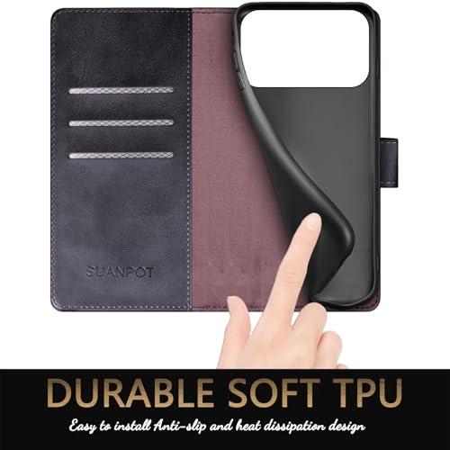 SUANPOT Compatible with iPhone 17 Pro Max 6.9" Wallet case with RFID Blocking Credit Card Holder,Flip Book PU Leather Protective Cover Women Men for Apple 17 Pro Max Phone case Black - color: Black, size: iPhone 17 Pro Max 6.9"
