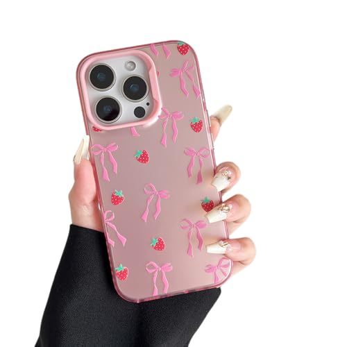 ZTOFERA for iPhone 13 Pro Case,Cute Pink Ribbon Bow Tie Planet Star Floral Aesthetic Phone Case,Trendy Slim Hard IMD Shockproof Protective Bumper Phone Cover for Women Girls,Strawberry - color: Strawberry, size: iPhone 13 Pro 6.1"
