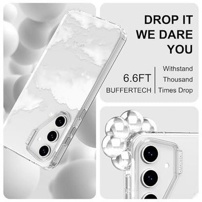 MOSNOVO Case for Samsung Galaxy S24 FE, [Buffertech 6.6ft Military-Grade Drop Protection] [Anti Peel Off Tech] Clear TPU Bumper Phone Case Cover Design - Cloud - color: Clear - Cloud, size: Samsung Galaxy S24 FE
