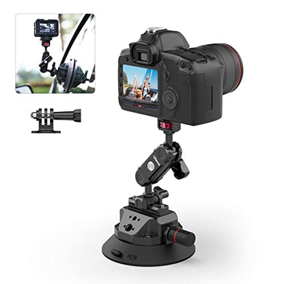 Ulanzi SC-02 Heavy-Duty Suction Cup Mount for Camera/Accessory (4.5"), Pump-actived Vacuum Camera Suction Cup Mount for Action Cameras w Quick Release NATO Magic Arm Car Boat Windshield Window Mount - color: SC-02