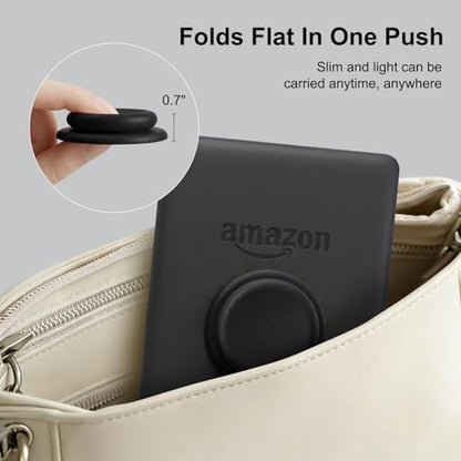 MOROCK Grip for Kindle with Kickstand and Magnetic Stand, Soft Silicone Magnetic Finger Grip for Kindle, iPhone and Smartphone, Cute Magnetic eReaders Holder, Black - color: Black
