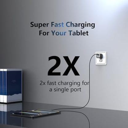 GaN Charger, 45W Fast Charging, Compact and Foldable Plug USB‑C Wall Charger, Compatible with iPhone 17 Series, MacBook, iPad, Samsung Galaxy S25 Ultra/S24 Series (3.3 ft Cable Included) - color: Black