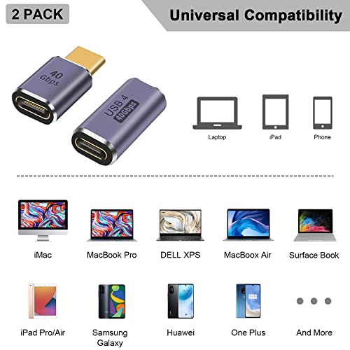 Poyiccot 2Pack USB C Extender Adapter - 40Gbps Male to Female + Female to Female - 100W 8K@60Hz Video Compatible for USB4, Laptop, Tablet and Phones - style: usb c extender 2pack