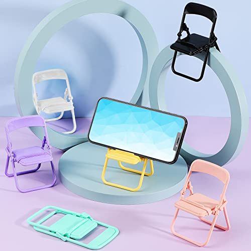 Flutesan 7 Pack Mini Folding Chair Phone Holder Funny Cell Phone Stand - color: Multi, size: M