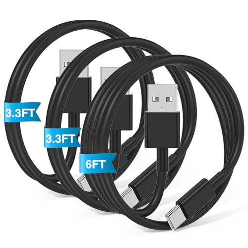 3-Pack Black [3.3FT+3.3FT+6FT] USB A to USB C Cable，USB to USB C Car Carplay Cable for iPhone 16 15 Pro Plus Pro Max，for iPad Pro/Air/Mini，for Samsung S24/S23/S22/S21，for MacBook Pro/Air and More - color: Black, size: 6FT+3.3FT+3.3FT