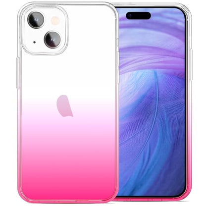 JJGoo Compatible with iPhone 15 Case Clear, Soft Clear TPU Phone Cases, Shockproof Transparent Bumper Cover Slim Thin Phone Case, Gradient Pink - color: Gradient Pink
