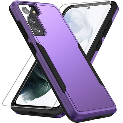 for Samsung Galaxy S21 Plus Case,with HD Screen Protector [Military Grade Drop Tested] Heavy-Duty Tough Rugged Shockproof Protective Case for Samsung S21 Plus, Purple - color: Purple