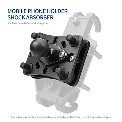 Qiilu Vibration Dampening Motorcycle Phone Mount, Bike Phone Holder Motorcycle Mobile Phone Holder Shock Absorber Phone Bracket Buffer Black for Motorcycle Bike ATV UTV