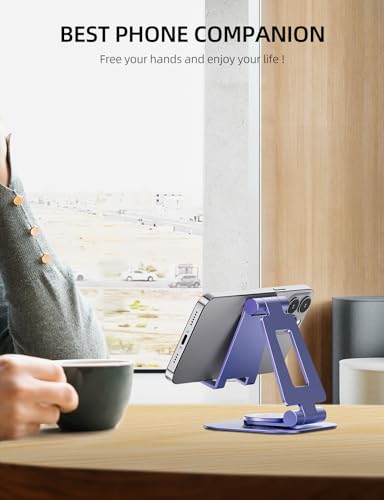 Nulaxy 360° Rotating Multi-Angle Adjustable Phone Stand, Purple - color: Purple