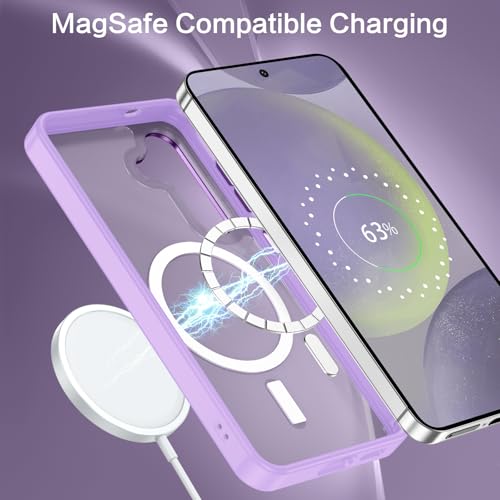 BENTOBEN Magnetic for Samsung Galaxy S24 Plus Case [Compatible with Magsafe] Translucent Matte Slim Thin Shockproof Anti-Yellow Women Men Protective Phone Cover for Galaxy S24 Plus 6.7", Light Purple - color: Light Purple