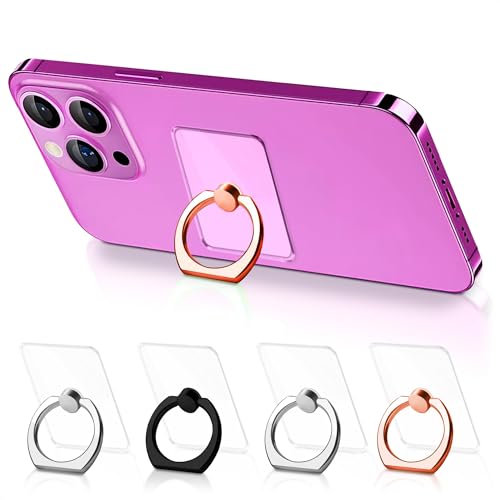 4 Pcs Cell Phone Grips, Clear Acrylic, 360° Rotation, 3 Colors