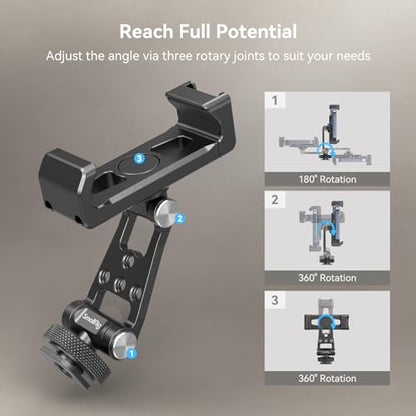 SMALLRIG Metal Phone Holder Support with Cold Shoe Mount, Universal Smartphone Adapter Support Free Adjustment Joints, Phone Tripod Mount for iPhone 17/16/15, for Samsung Galaxy etc-4382 - style: Cold Shoe Interface