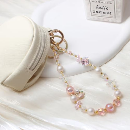 Beaded Phone Wrist Strap, Crystal Key chain Wristlet, Cute Purse Bag Charms - style: Style3