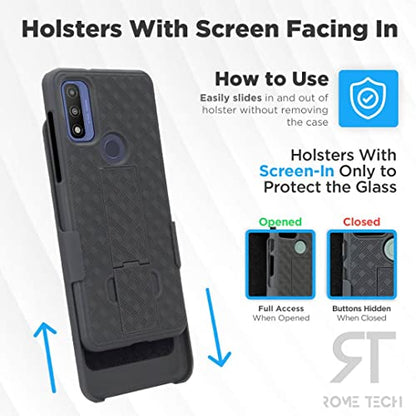 Designed for Motorola Moto G Power (2022) Case with Belt Clip Holster | Rugged Holster & Protective Phone Case Combo with Anti-Slip Texture - Black - style: G Power 2022